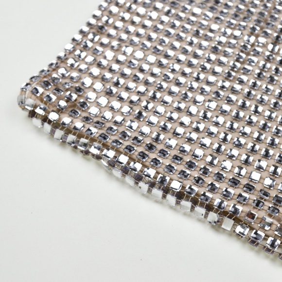 Prada Embellished Crystal Sequin Silver Mirrored Mini Skirt - Picture 7 of 9